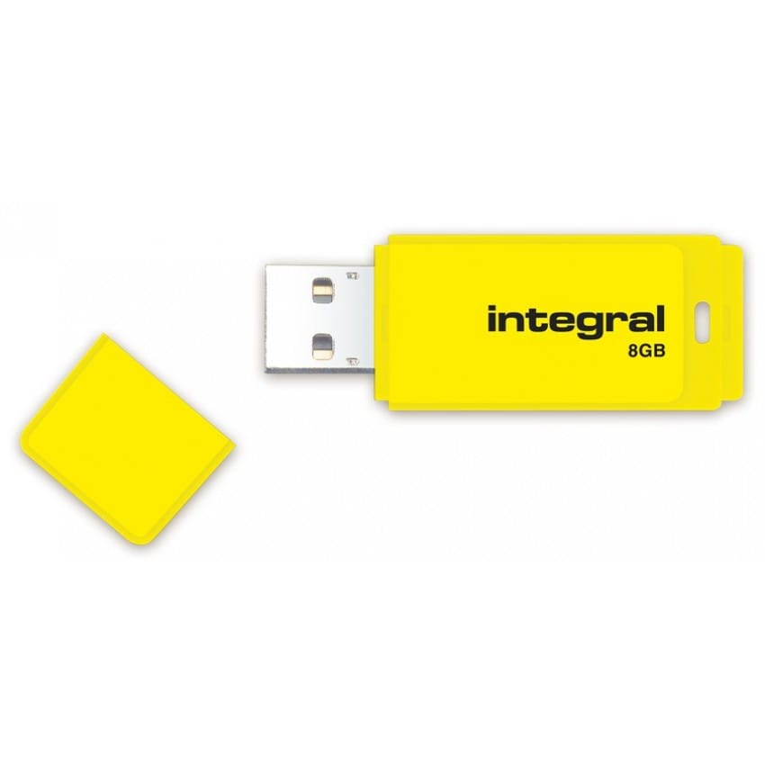 Clé USB 2.0 INTEGRAL Flash Drive Néon 8 GB (Jaune)