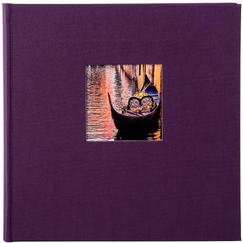 série BELLA VISTA Traditionnel en Lin - 30x31cm 60 pages blanches - Couverture personnalisable (Aubergine)