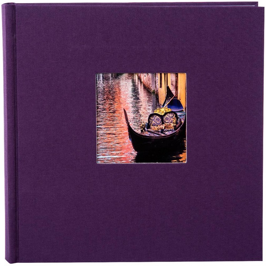 série BELLA VISTA Mémo en Lin - 23x23cm 200 photos 10x15cm - Couverture personnalisable (Aubergine)