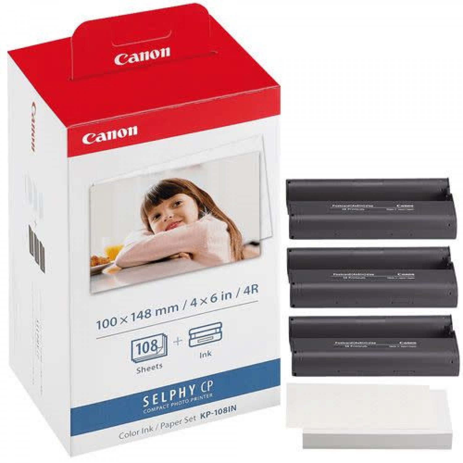 CANON KP-108IN - Kit Papier et Encre pour Imprimante Selphy CP-800 / 810 /  910 / 1000 / 1200 / 1300