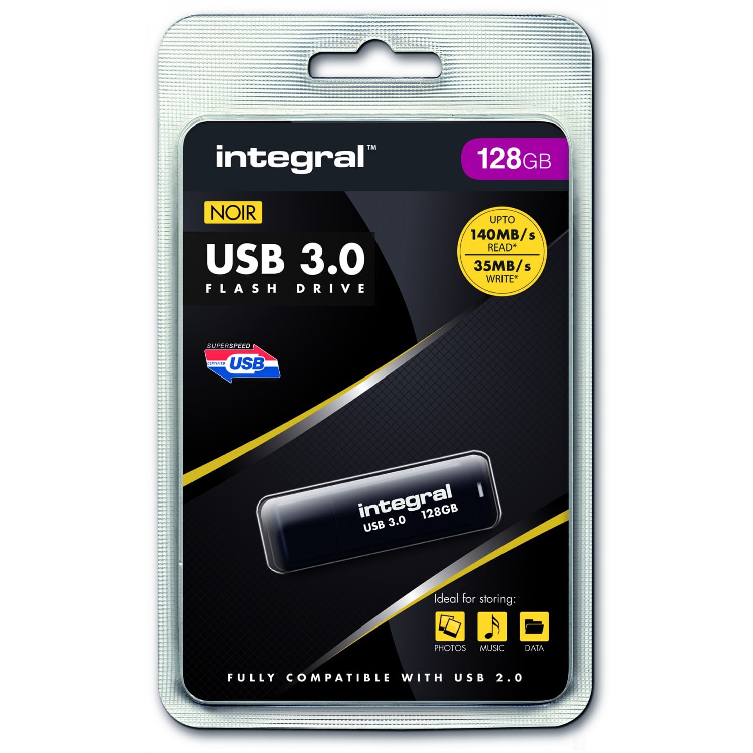 INTEGRAL Clé USB 3.0 128Go Turbo Blanche INFD128GBTURBWH3.0