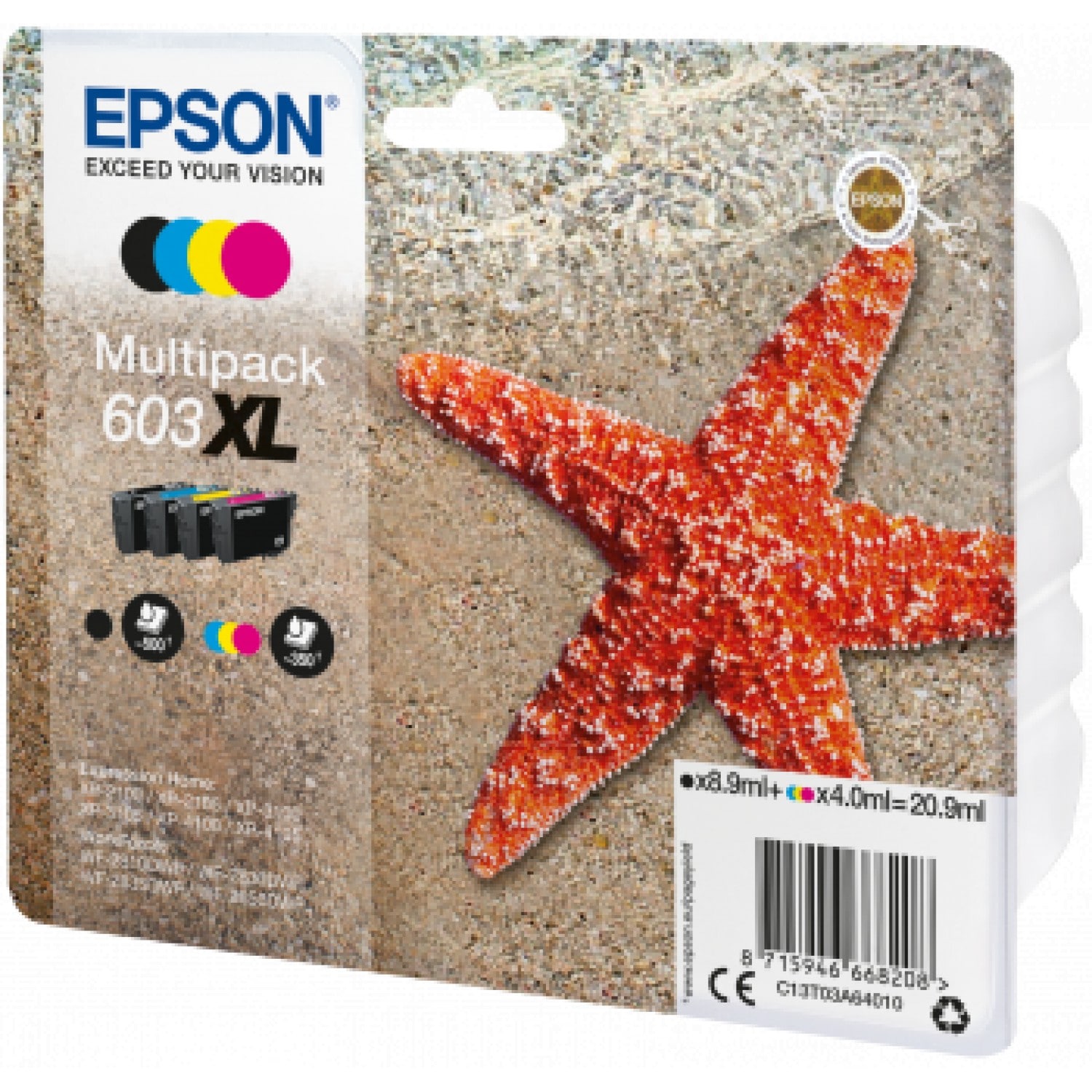 ✓ Pack compatible avec EPSON 604XL, 4 cartouches couleur pack en