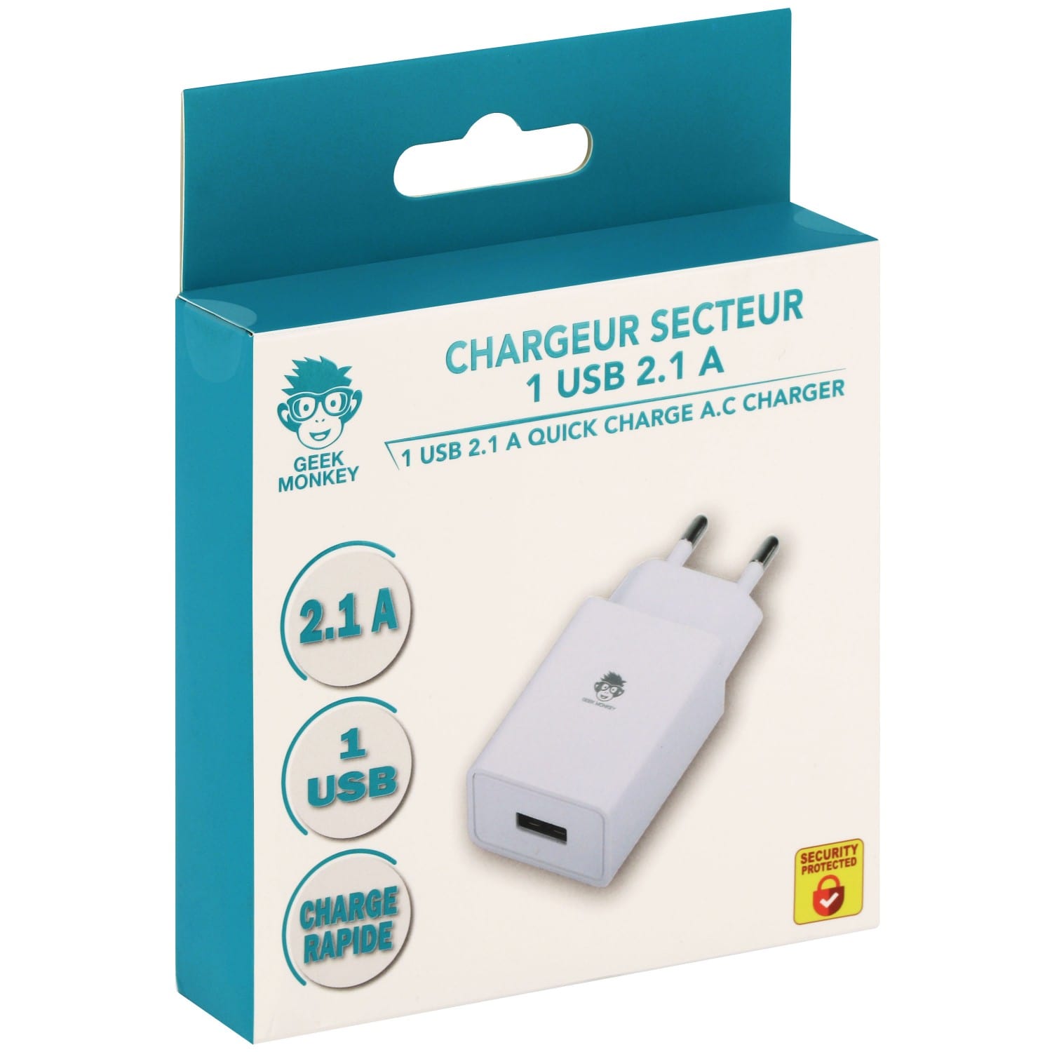 Chargeur Secteur Moxie Duo charge rapide avec 2 Entrées USB - Blanc