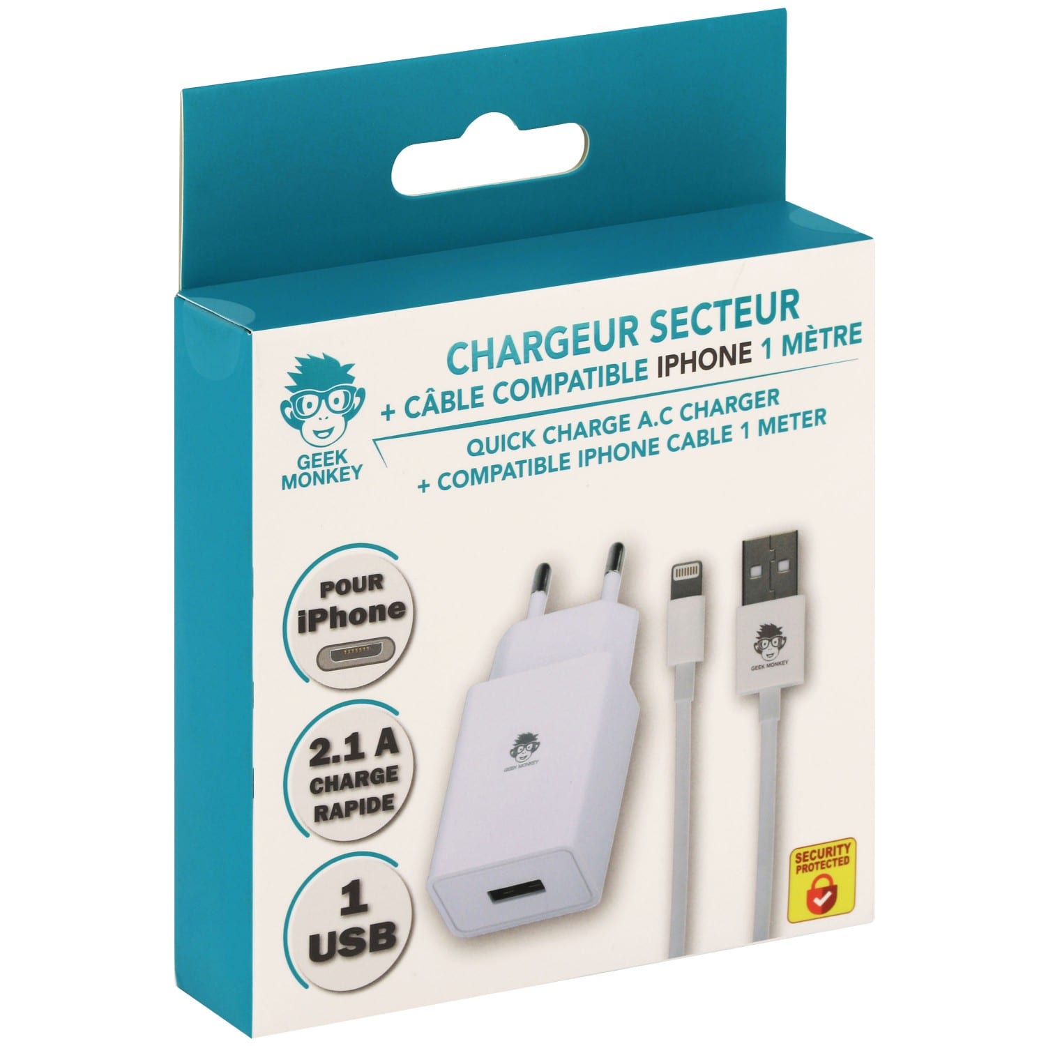 General - Chargeur iPhone charge rapide bloc chargeur mural Apple