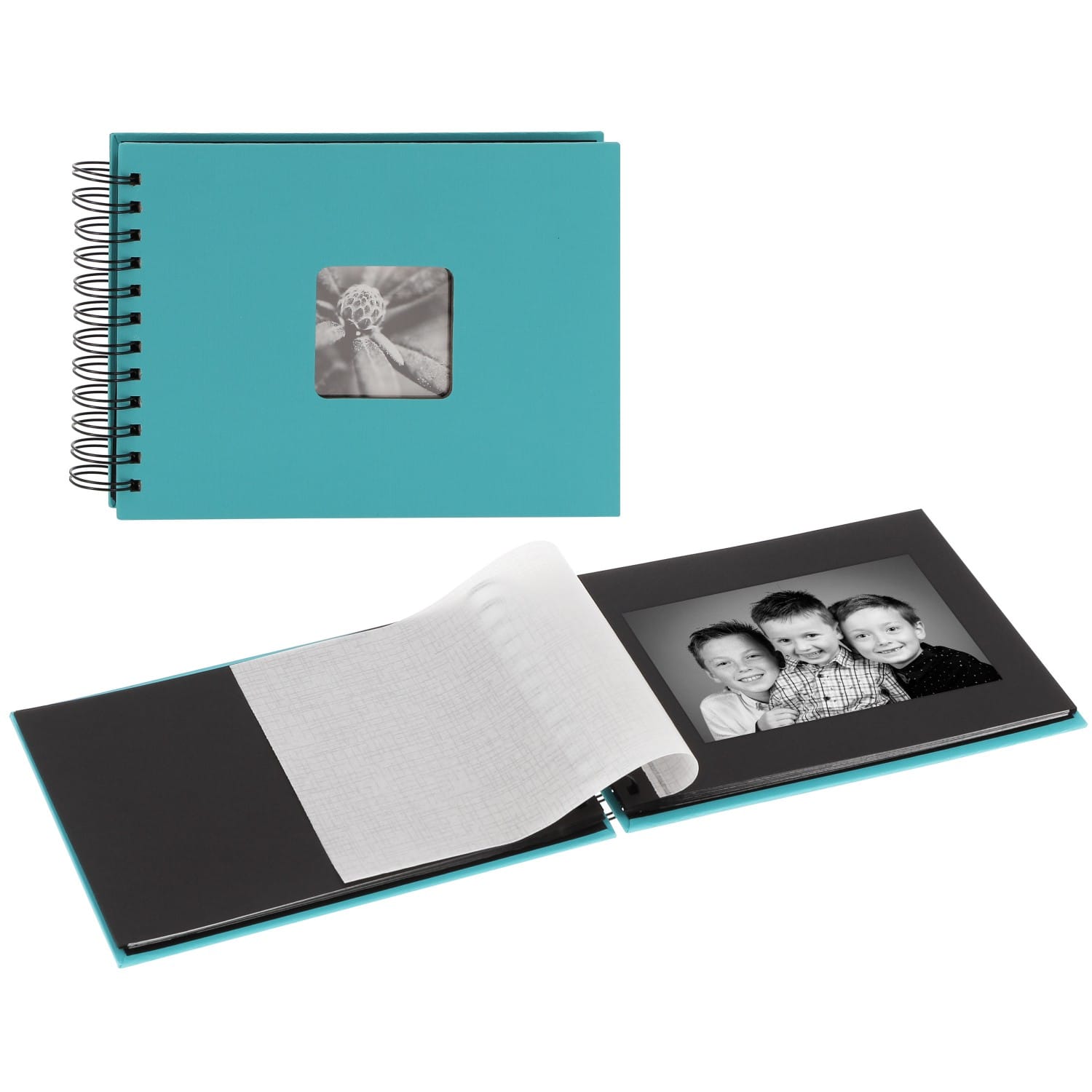 Mini album HAMA traditionnel Turquoise noires FINE cristal - - ART fenêtre Couverture feuillets + Bleue 50 - SPIRAL + 24x17cm photos 50 pages