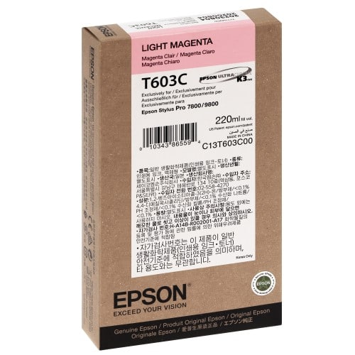 EPSON - Cartouche d'encre traceur T603C Pour imprimante 7800/9800 Magenta clair - 220ml