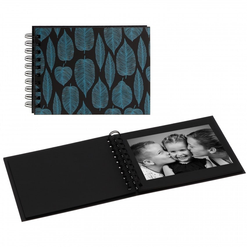 traditionnel TRENDY MEMORY - 30 pages noires - 30 photos - Couverture "Feuilles" 19x13cm