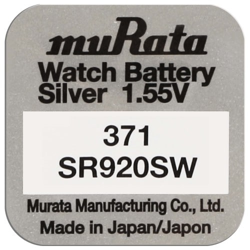 Pile de montre MURATA 371 (SR920SW) - Oxyde d'argent sans mercure