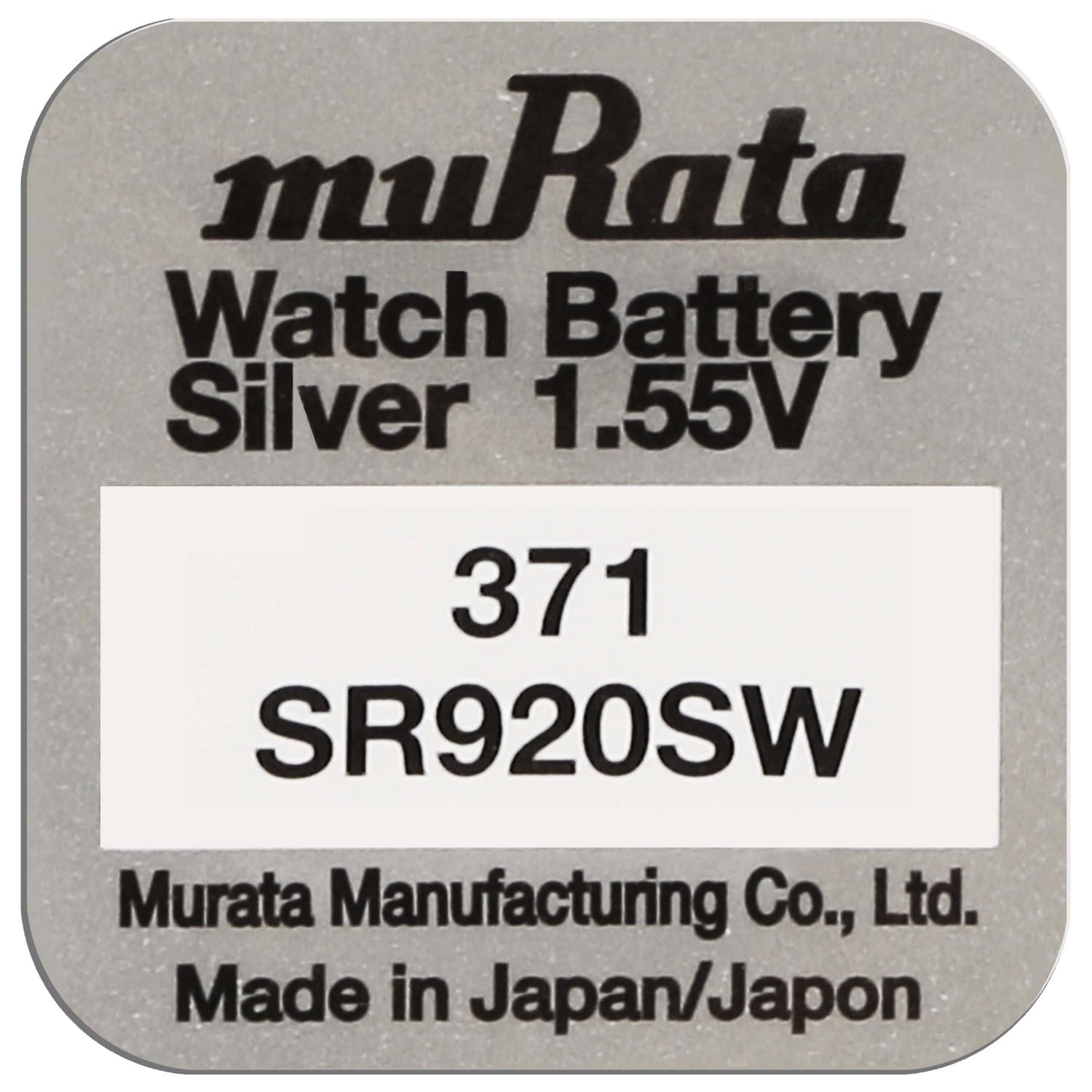 Murata SR920SW-PBWW Pile bouton 371 oxyde d'argent 40 mAh 1.55 V 10 pc(s)  Y168552