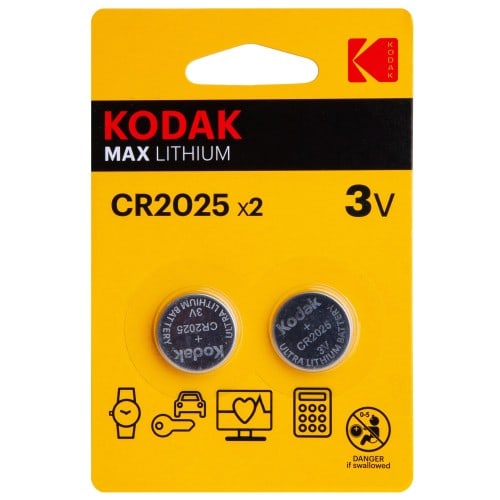 Kodak Max Pack 2 Piles Bouton Lithium CR2016 3V