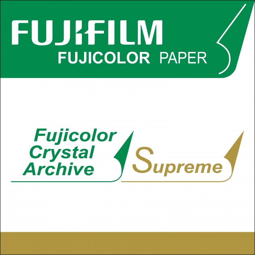 Papier argentique FUJI Crystal Archive Suprême Brillant - marqué au dos - 12,7cm x 170m - Carton de 2 rouleaux