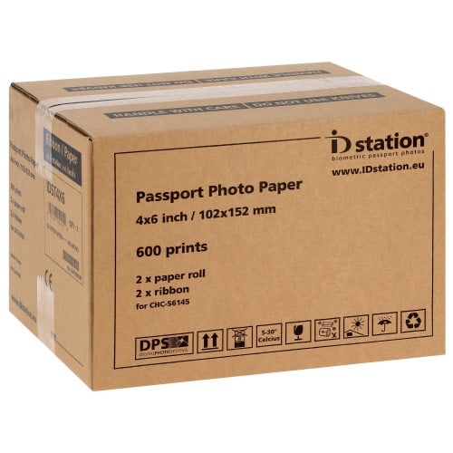 Papier thermique identité ID STATION pour kiosks ID STATION et ID STATION  PHOTOMATIC (imprimante noire vendue depuis le 10/09/15) - Carton de 600  tirages