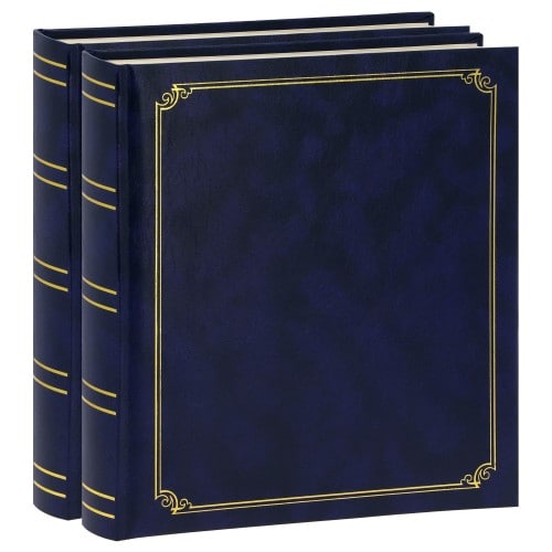 Album photo traditionnel CLASSICO - 100 pages blanches - 400 photos - 29x31cm - Couverture Bleue (Lot de 2)