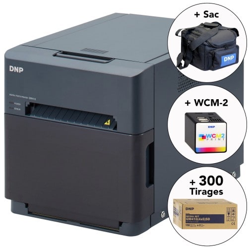 Kit imprimante thermique DNP DP-QW410 + 1 carton de consommables Standard  Digital pour 300 tirages (DPQW1015SD) + Sac de transport + Module WiFi WCM-2