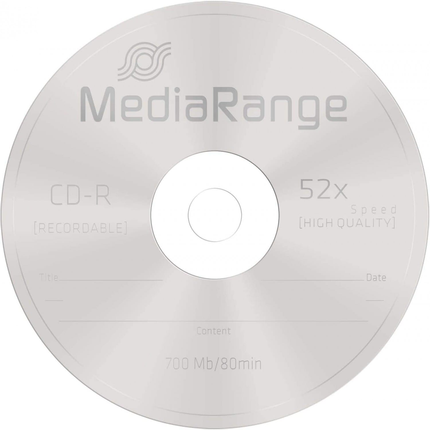 CD-R MEDIARANGE 700 Mo / 80min - Vitesse 52x - Tour de 25