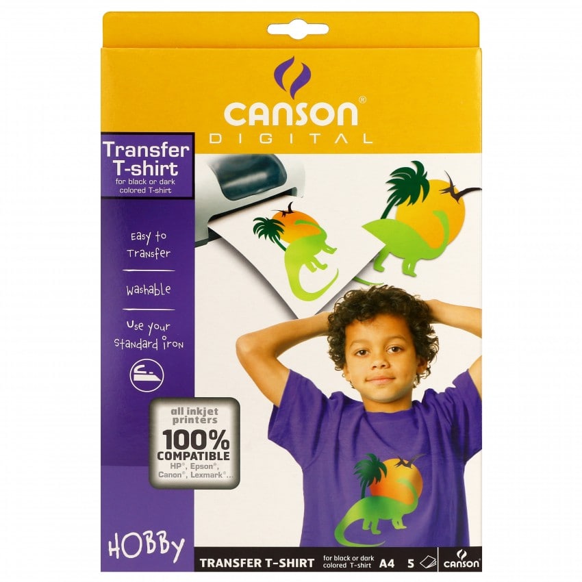 Canson Digital papier Creative Transfer T-shirt A4 noir (5f)