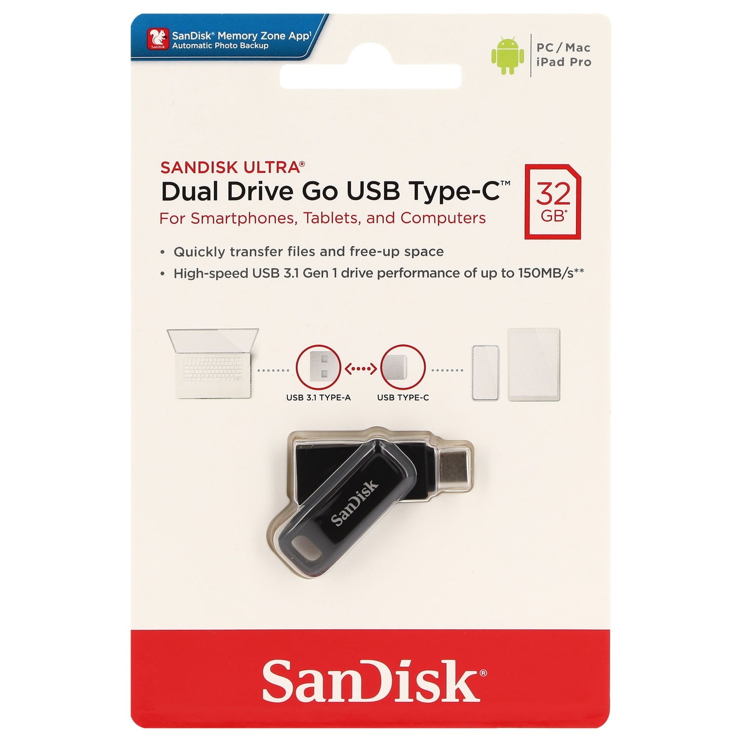 SanDisk USB Drive Type-C - Clé USB 3.1 Type-C 16 Go - Clé USB - SanDisk
