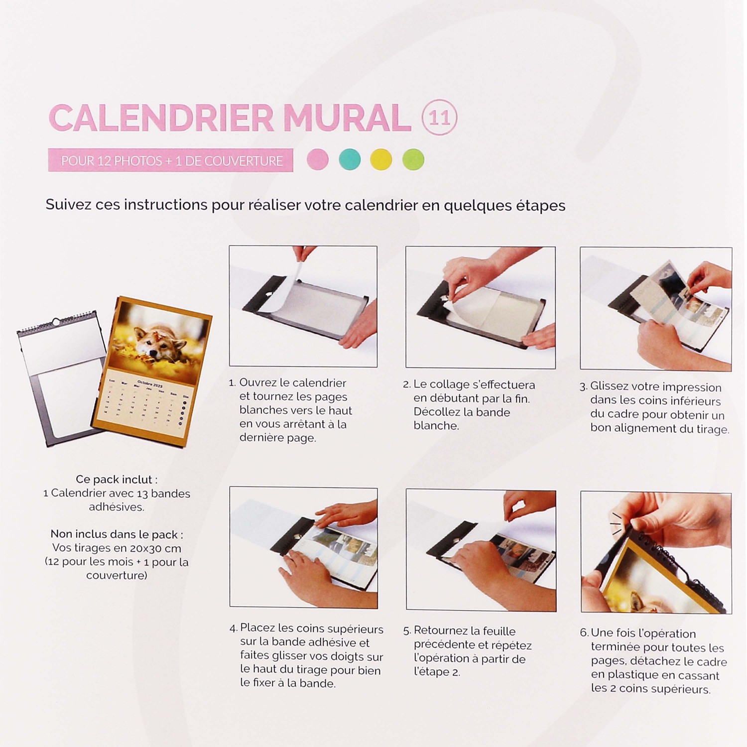 Support calendrier MBTECH mural “Peel & Stick” - Collection Photo