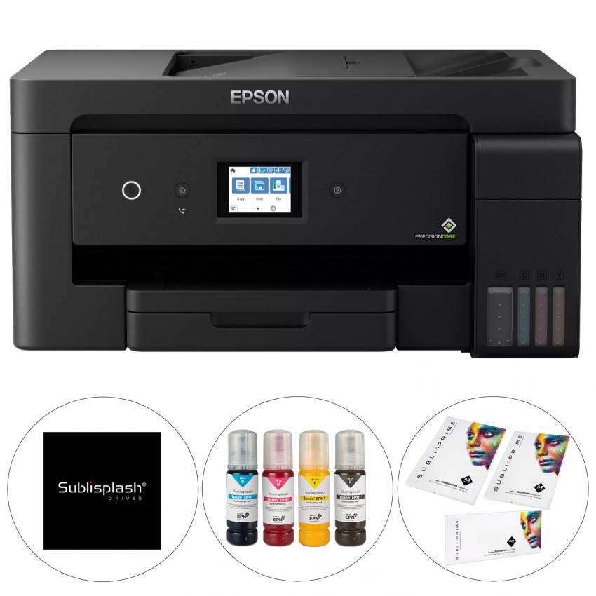 sublimation Epson EcoTank ET-15000 + jeu d’encre Sublisplash + Pilote (Windows) + 3 papiers  : mug, A4 et A3 (100 feuilles par f