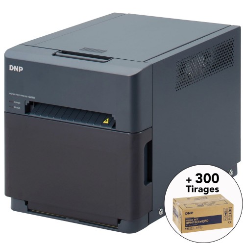 DNP - Kit imprimante thermique DNP DP-QW410 + 1 carton de consommables Premium Digital pour 300 tirages (DPQW1015PD)