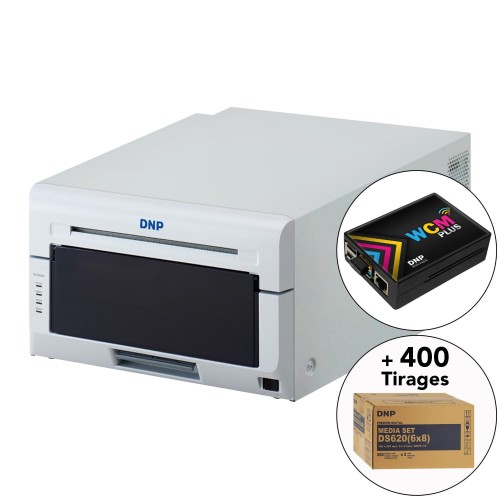DNP - Kit imprimante thermique DNP DS620 + 1 carton de consommables pour 400 tirages 15x20cm ou 800 tirages 10x15 cm (DSP6201520) + Module WiFi WCM-PLUS