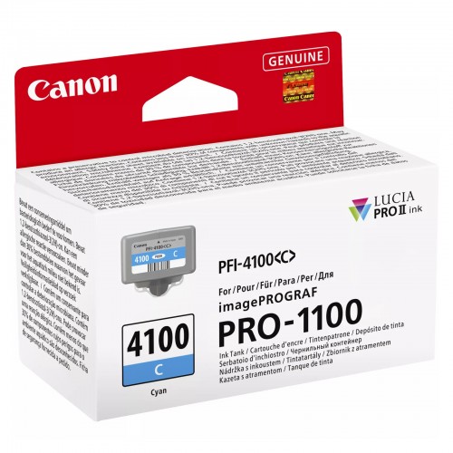 CANON - Cartouche d'encre PFI-4100C CYAN pour imprimante imagePROGRAF PRO-1100 (80ml)