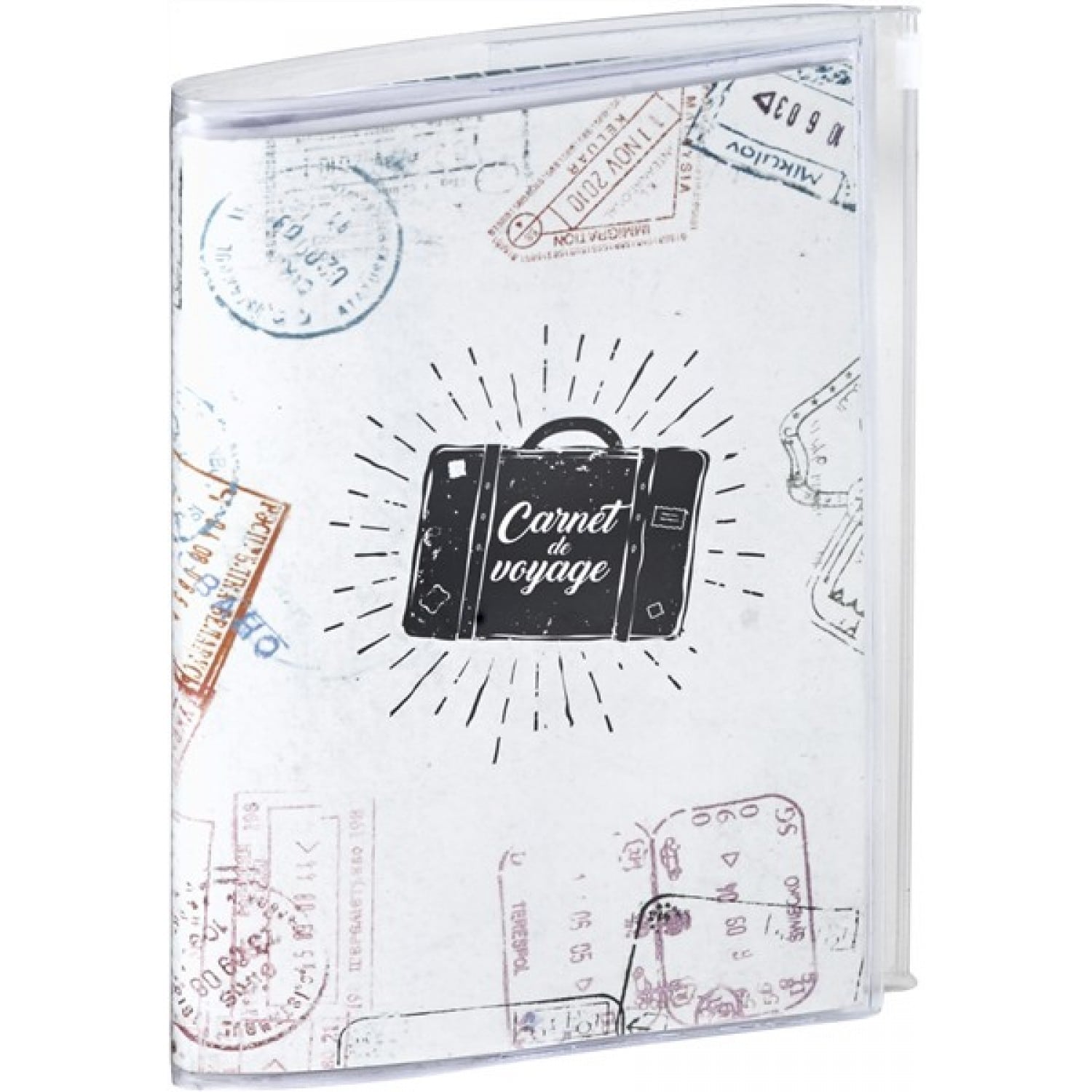 Carnet de voyage PANODIA série TRIP Format 14,5x21cm - 96 pages Avec  pochette zip Blanc / Visas 