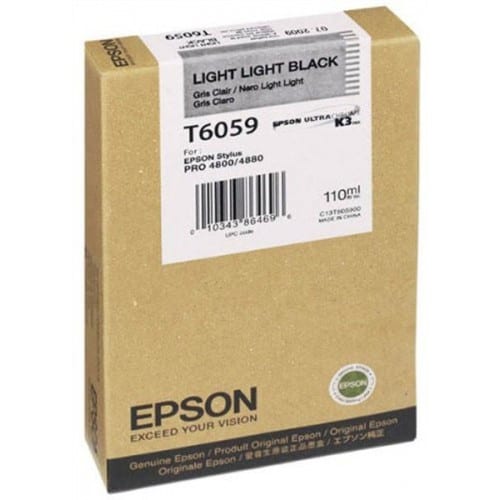 EPSON - Cartouche d'encre traceur T6059 Pour imprimante SP4800/4880 Grise clair - 110ml